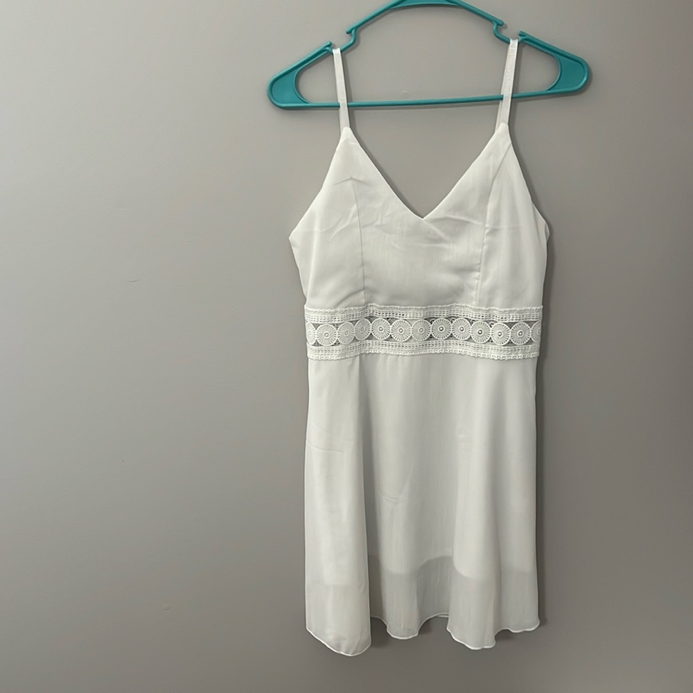 White lace cut out dress